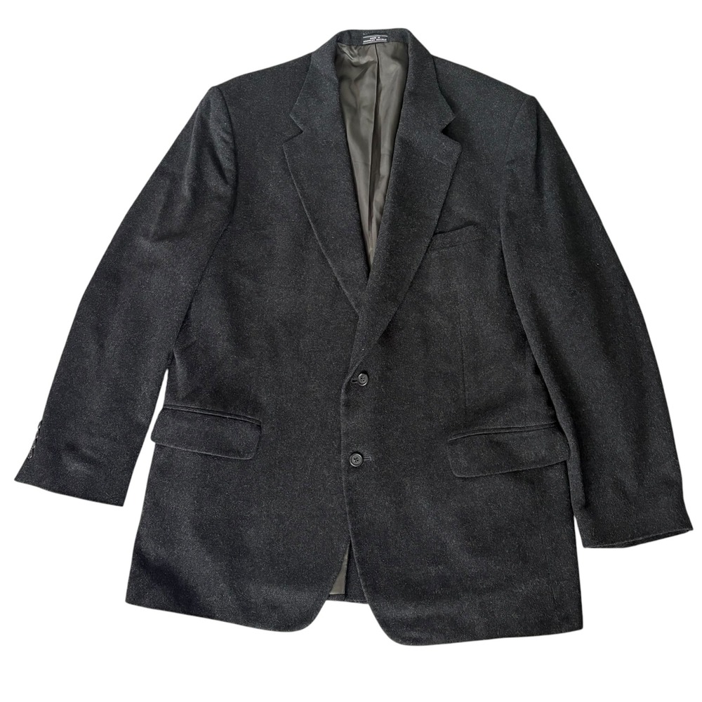 Club Room Mens 46L Blazer 100% Camel Hair Sport Coat Charcoal Gray Old Money